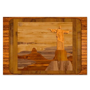 Lindo Jogo Americano - Madeira Escura Impresso em tecido Canvas 100% algodão 31x45cm. Impressão UV a 4/0 cores.  Corte reto. Simulação do tradicional trabalho de ´´Marchetaria´´! Especial presente para qualquer momento.